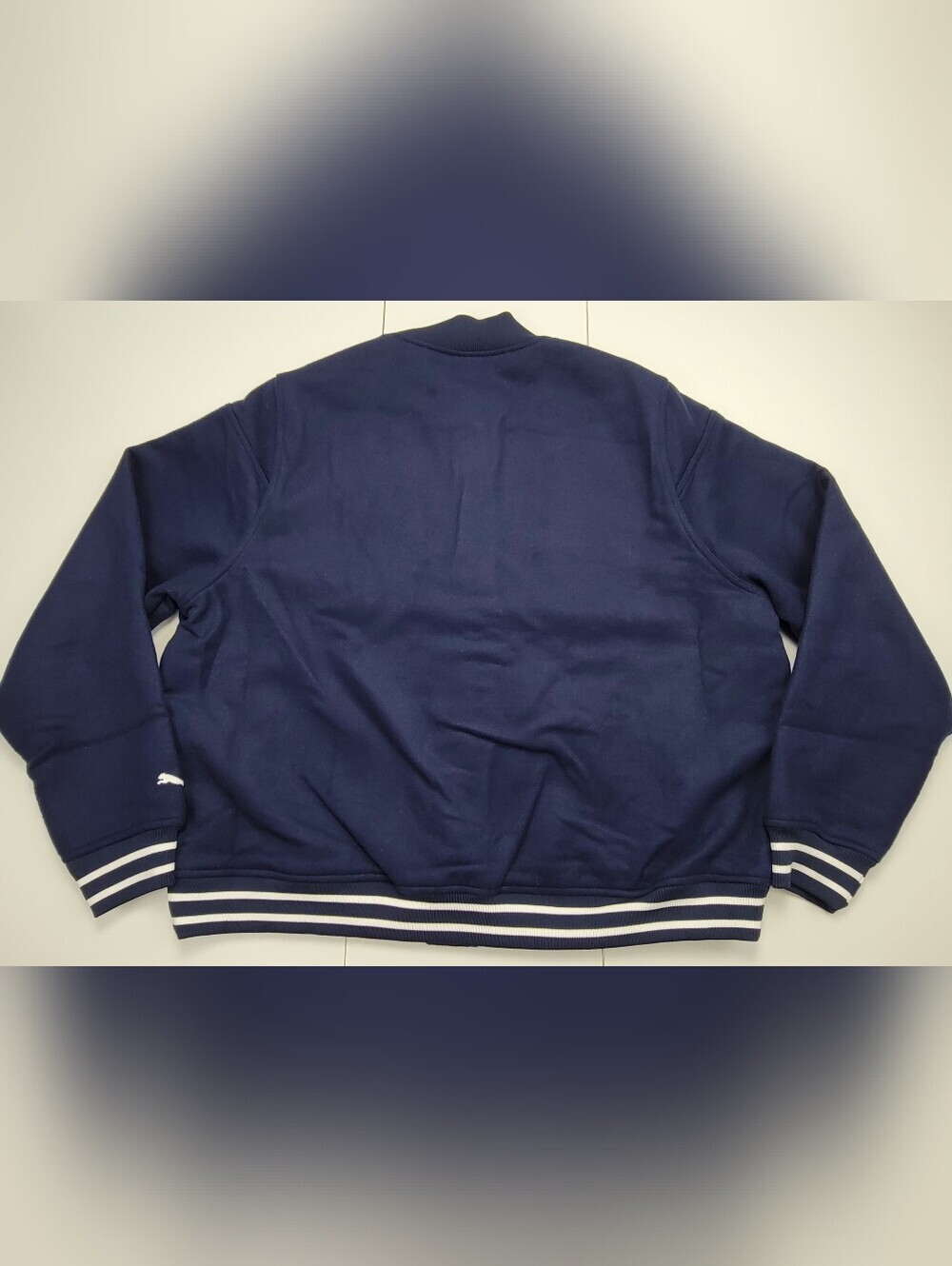 PUMA Sticker Pack Basketball Varsity Jacket Men's Size XXL Navy Blue $200 NEW - Picture 2 of 12